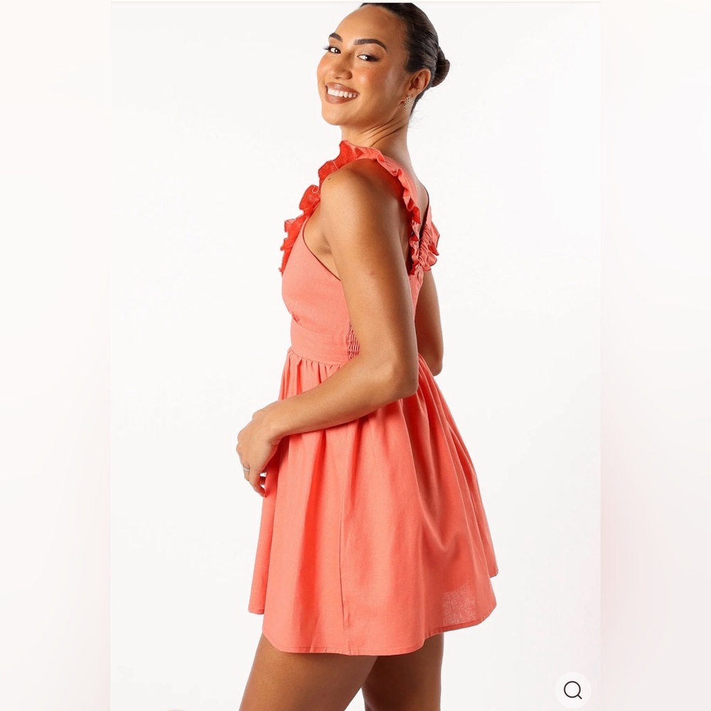 Coral Ruffled Dress by Petal and Pup